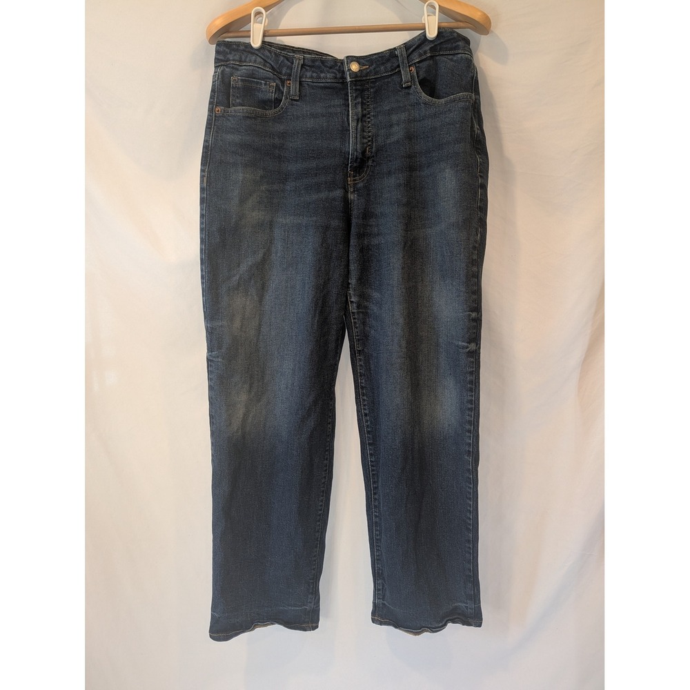 Old Navy OG Loose High Rise Straight Leg Jeans Dark Wash Blue Womens 14